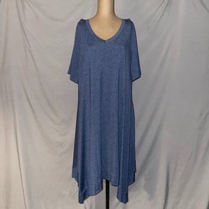 LOGO Swing Dress with Handkerchief Hem - Blue - 1X